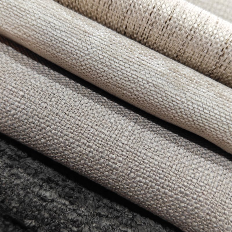 Luxury 340gsm Black Boucle Cotton Gingham Linen Blend Waterproof Chenille Rolls Sofa Upholstery Fabric Dobby Knitted Technique