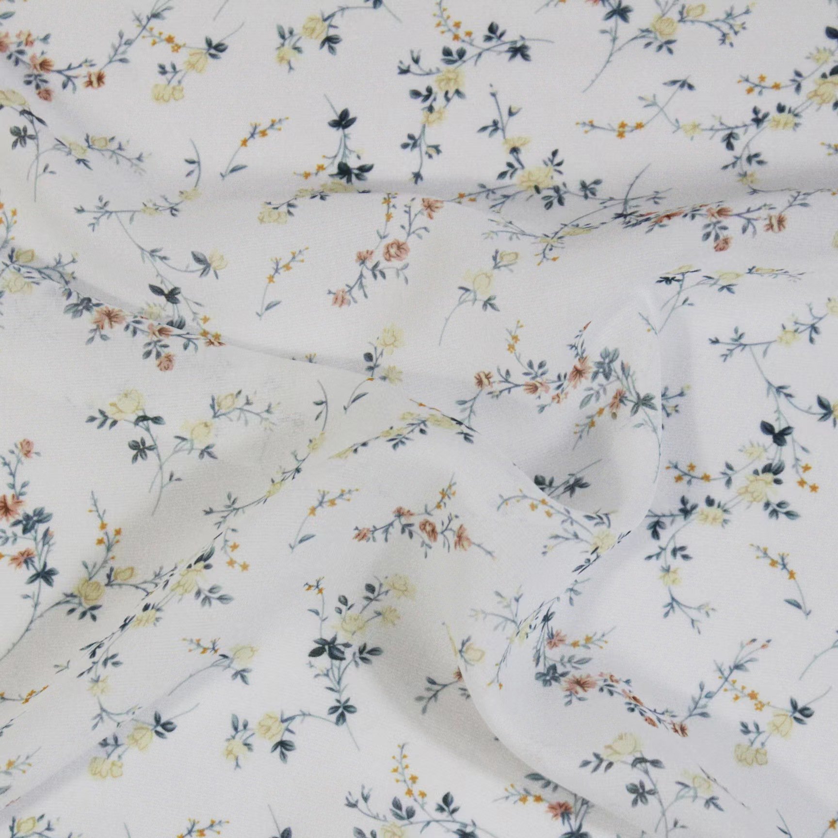 OEM 100% polyester printing chiffon fabric 50D chiffon light weight floral design transparent fabric for women dresses