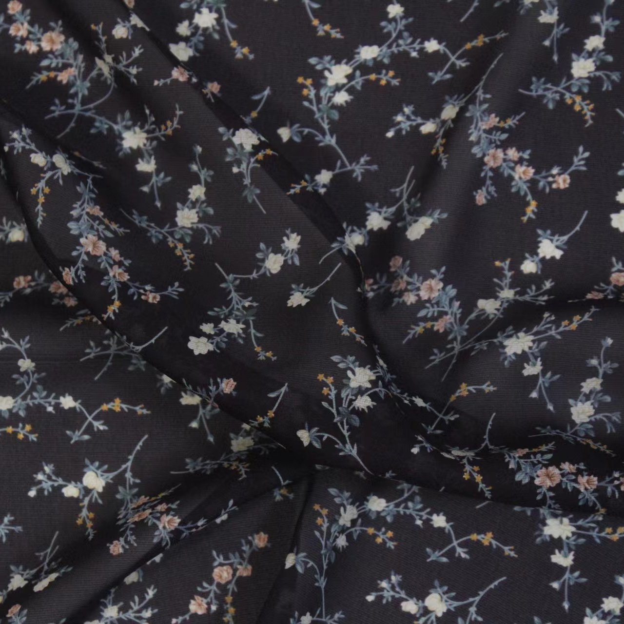 OEM 100% polyester printing chiffon fabric 50D chiffon light weight floral design transparent fabric for women dresses