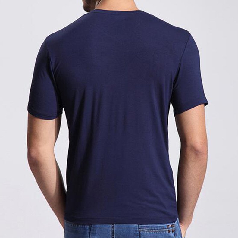 V Neck Plus Size T-shirts Solid Color Men T-shirt Casual Men's Short-sleeved T Shirt Custom Bamboo Fiber Blank Tshirts Knitted