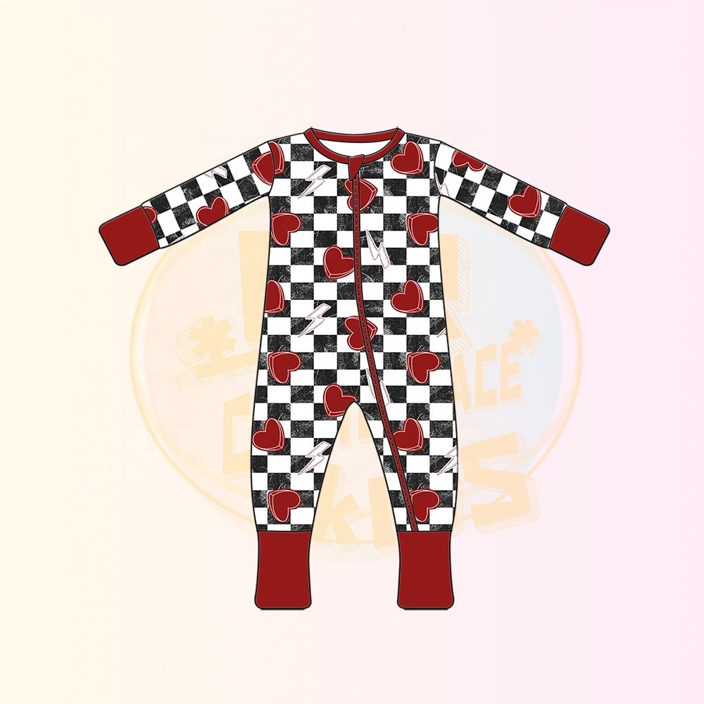 KERUI Wholesale Custom Print Organic Double Zipper Little Sleepers Kids Bamboo Baby Clothes Onesie Baby Pajamas Romper