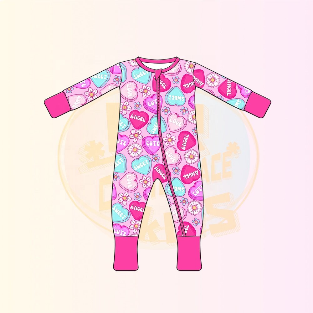 KERUI Wholesale Custom Print Organic Double Zipper Little Sleepers Kids Bamboo Baby Clothes Onesie Baby Pajamas Romper