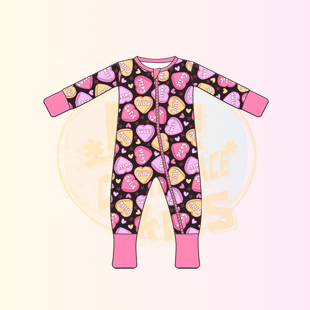 KERUI Wholesale Custom Print Organic Double Zipper Little Sleepers Kids Bamboo Baby Clothes Onesie Baby Pajamas Romper