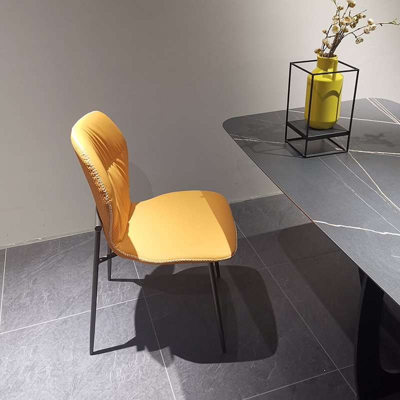 Modern Luxury Italian Design Simple Dining Room Furniture Stainless Leg Cotton Linen Fabric Dining Chair