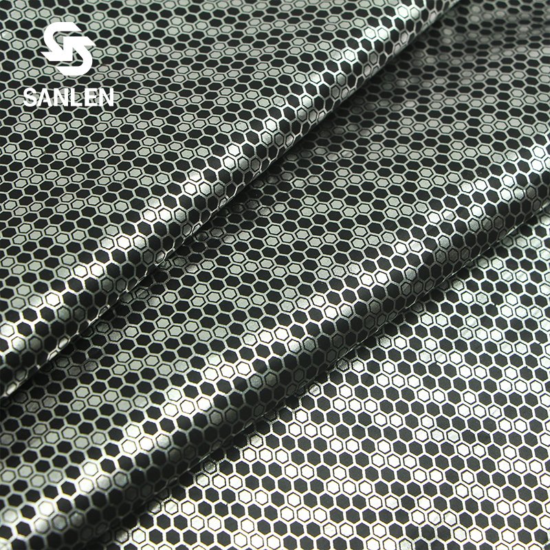 Fashion Gold Print 230T Custom Logo Embossed New Shiny Metallic Outdoor Clothing Taffeta 100% Polyester Lining Fabric For Jacket