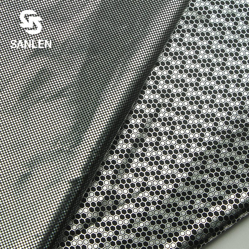 Fashion Gold Print 230T Custom Logo Embossed New Shiny Metallic Outdoor Clothing Taffeta 100% Polyester Lining Fabric For Jacket
