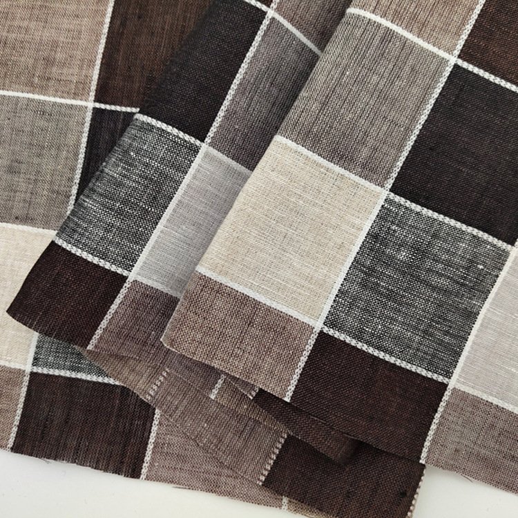 Linen/cotton fabric supplier wholesale 95% linen 5% cotton check plaid shirt fabrics roll yarn dyed fabric for dress clothes