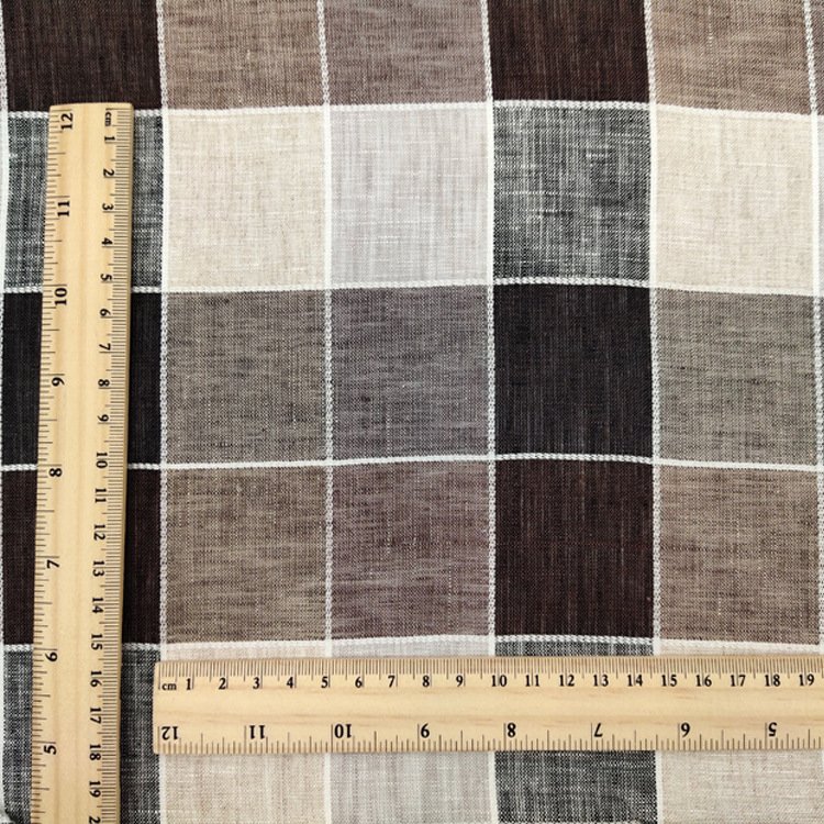 Linen/cotton fabric supplier wholesale 95% linen 5% cotton check plaid shirt fabrics roll yarn dyed fabric for dress clothes