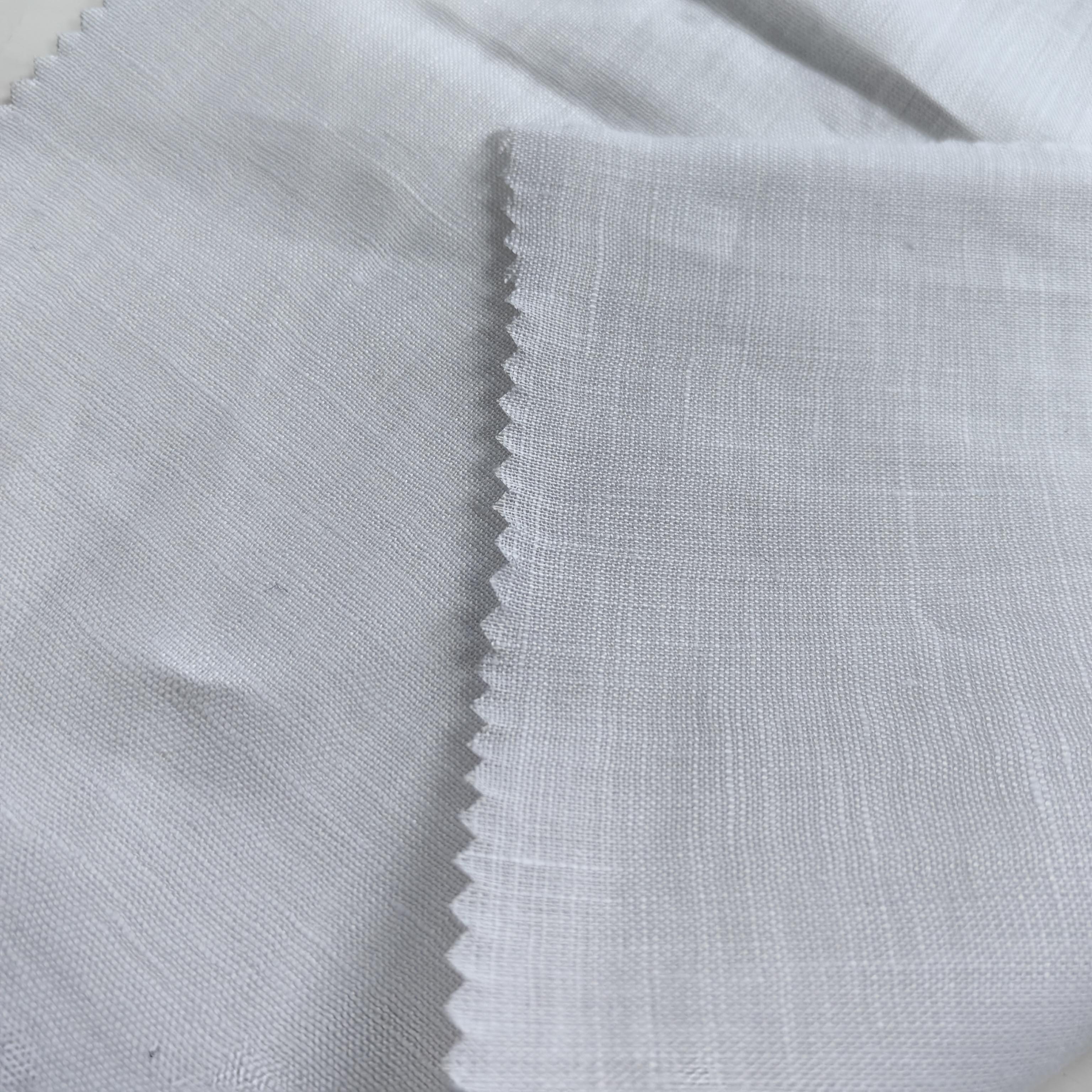 17*17 Fabric for Clothes Washed Enzymed Stone French 100 Linen Shirt Fabric Woven Shirt Plain Lightweight Plain Dyed 120gsm
