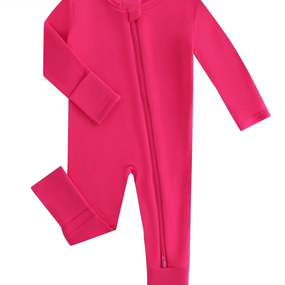 High Quality Factory Sale 95% Bamboo 5% Spandex Soft Bamboo Fabric Cozy Sleepwear Zipper Closure Pajamas For Kids