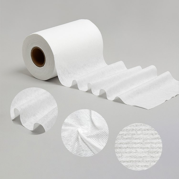 Biodegradable Flushable material woodpulp 100% cotton tissue bamboo fiber polyester and viscose spunlace nonwoven fabric roll