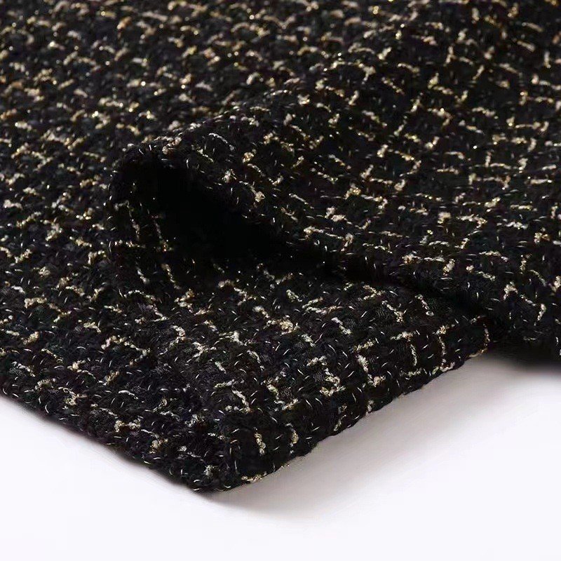 Fashion 100% Polyester Yarn Dyed Fragrant Breeze Tweed Plaids Fabric Glitter Stretch Woman's Coat Suit Dress