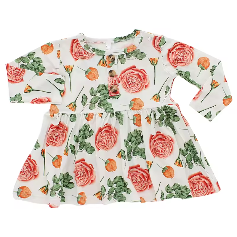 Custom-Size Budget-Friendly Baby Clothes Girls' Puffy Evening Dresses Winter Casual Print Bamboo Fabric Logo Designed Children