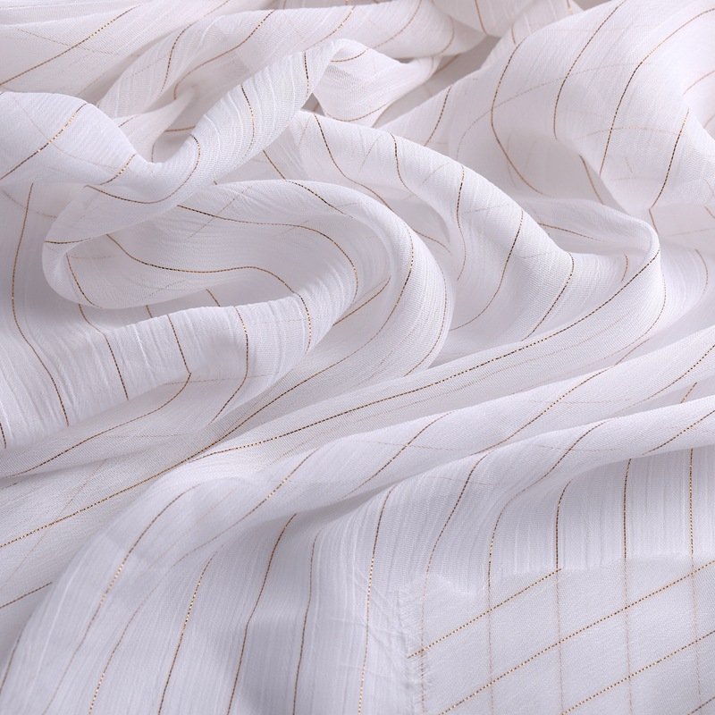 China Manufacturers Wrinkle Light And Smooth 75D*75D Gold Silk Chiffon Fabric For Dress Casual Wear Women's Clothing Fabric
