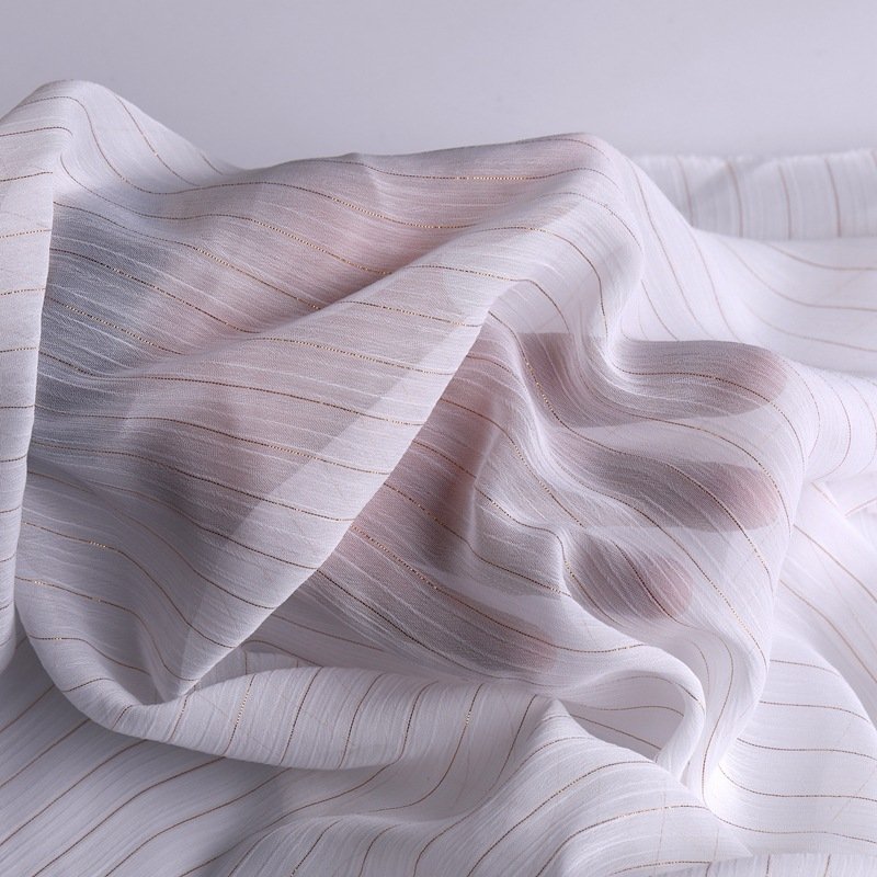 China Manufacturers Wrinkle Light And Smooth 75D*75D Gold Silk Chiffon Fabric For Dress Casual Wear Women's Clothing Fabric