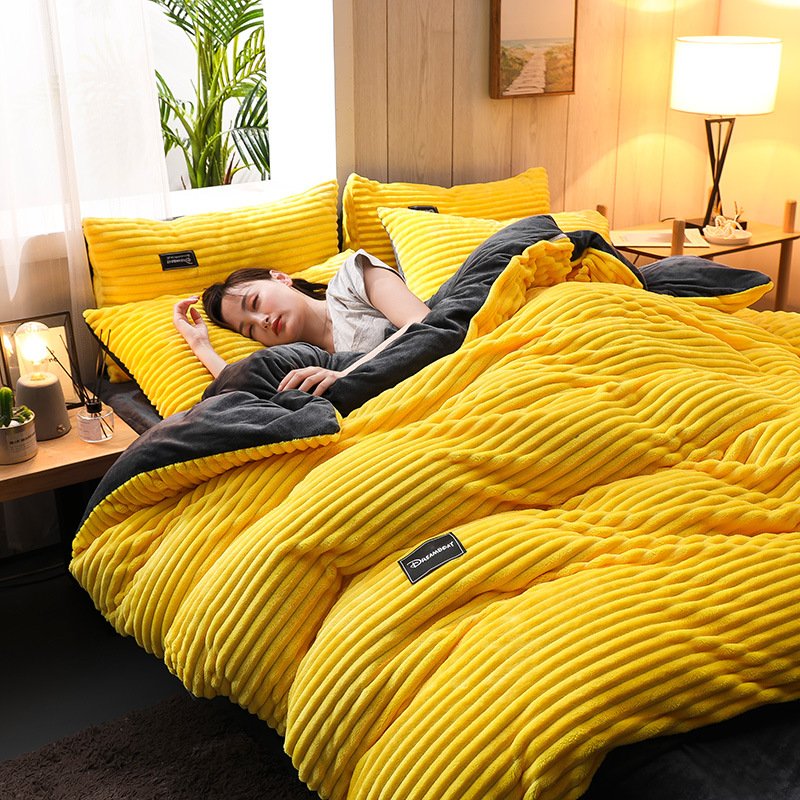 Ultra Soft Coral Quilt Set King Size Winter Bedding with Warmth Weighted Comfort Includes Sheet Pillowcase Duvet Cover