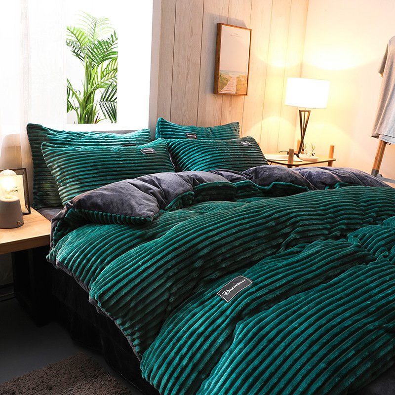 Ultra Soft Coral Quilt Set King Size Winter Bedding with Warmth Weighted Comfort Includes Sheet Pillowcase Duvet Cover