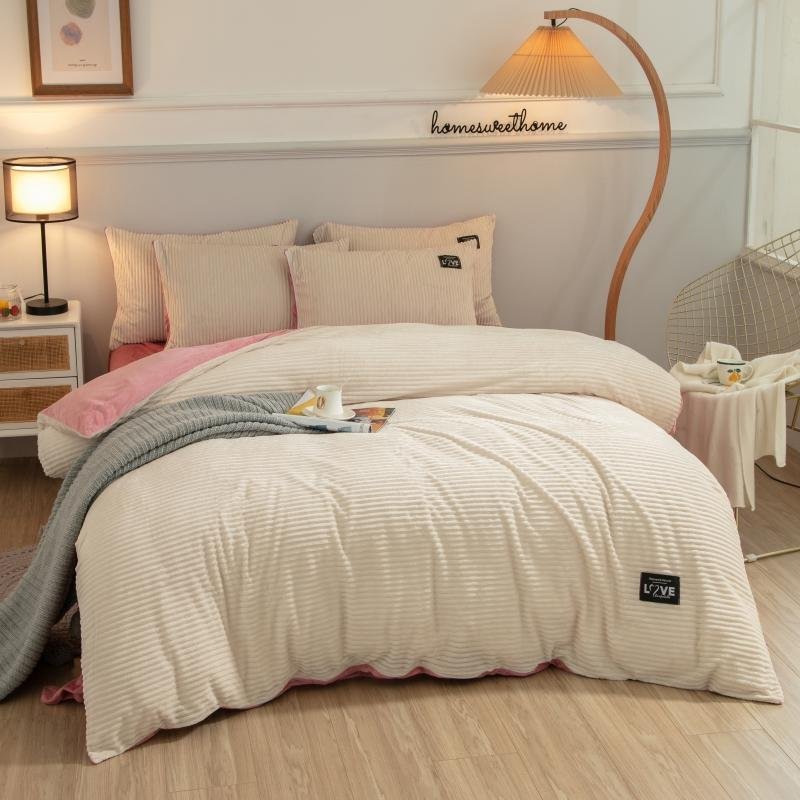 Ultra Soft Coral Quilt Set King Size Winter Bedding with Warmth Weighted Comfort Includes Sheet Pillowcase Duvet Cover