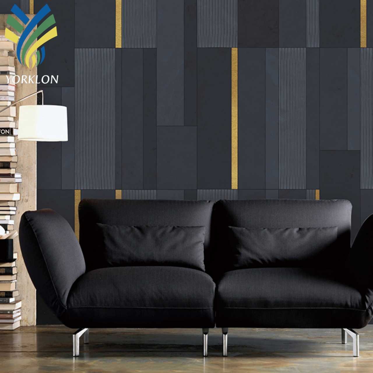 Modern Custom Beige Black Waterproof Wall Paper Decorative Geometric 3D Mural Wallpaper