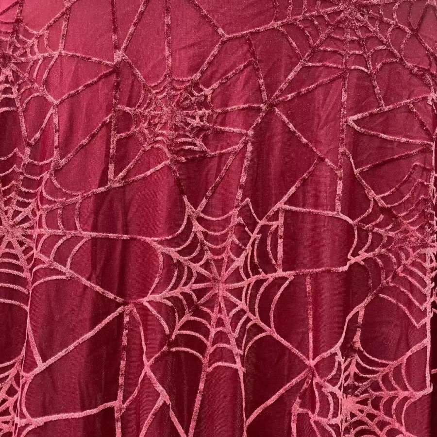 Wholesale burnout fabric keqiao high quality knitted soft handfeeling spider web burnout velvet fabric for dresses