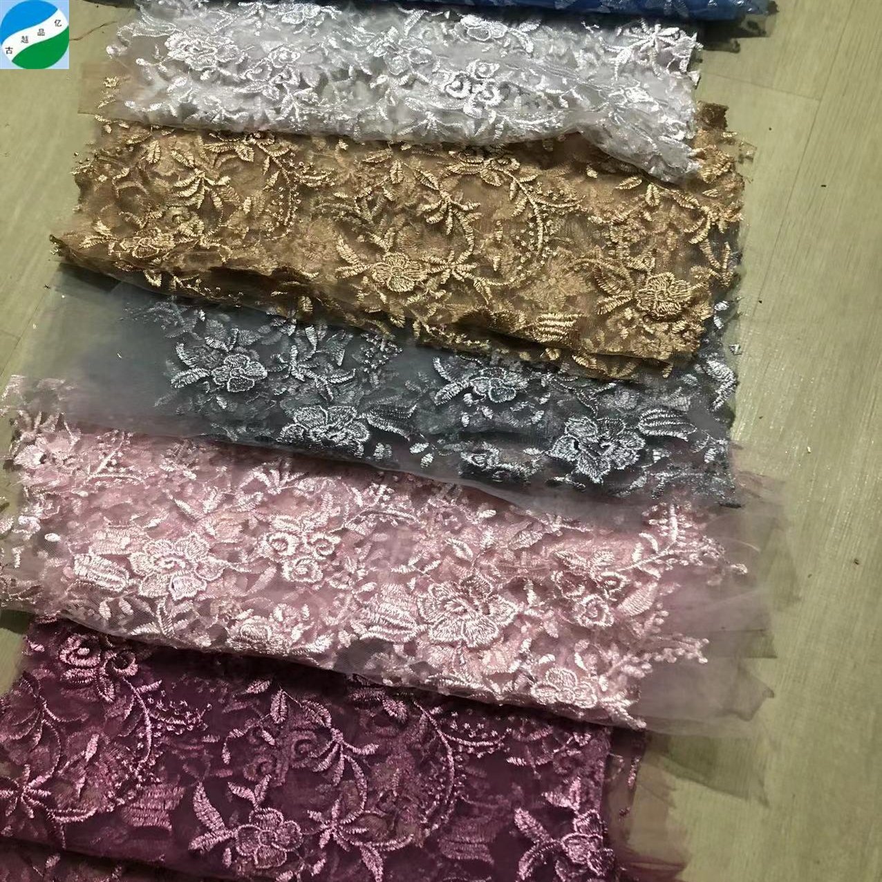 Hot selling big quantity cheap 100% polyester mesh sequins embroidered stock fabric from shaoxing telas de china