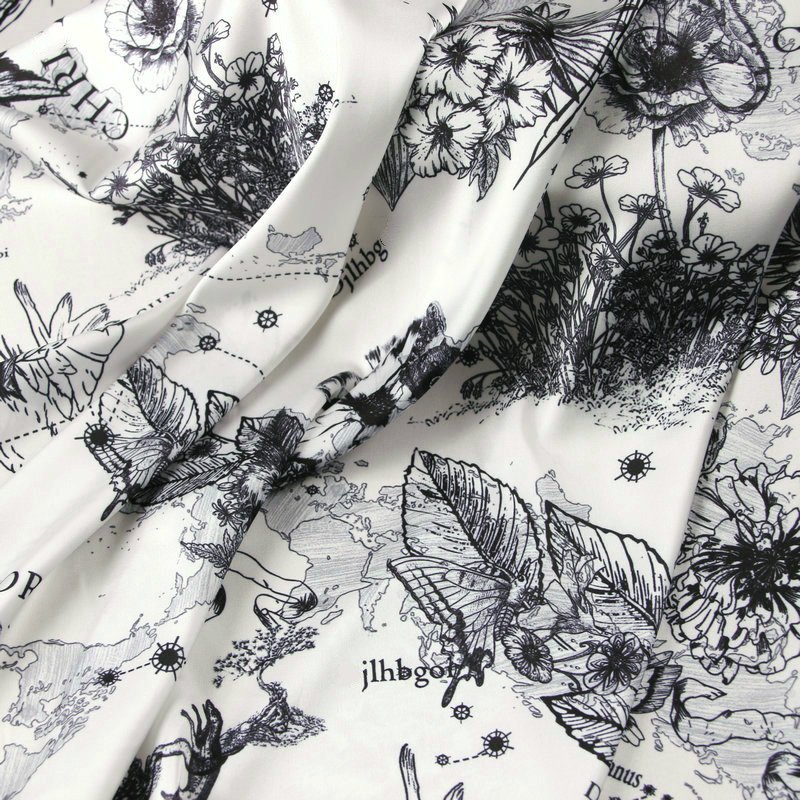 Stretch Satin Printed 100% Polyester Fabric Soft Dress Pajamas Cloth Fabrics