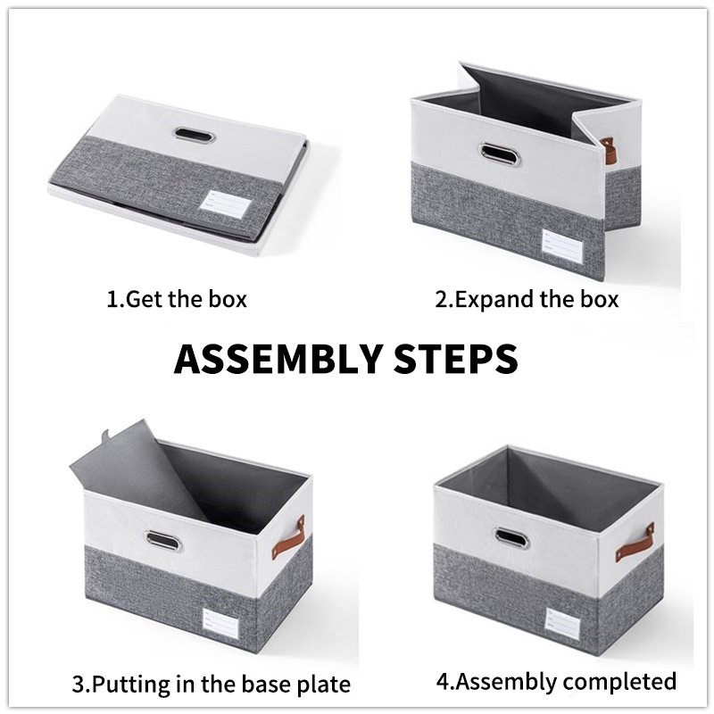 Linen Fabric Closet Organizer Collapsible Clothes Organizer Toy Storage Box Foldable Clothing Storage Bins with Metal Handle