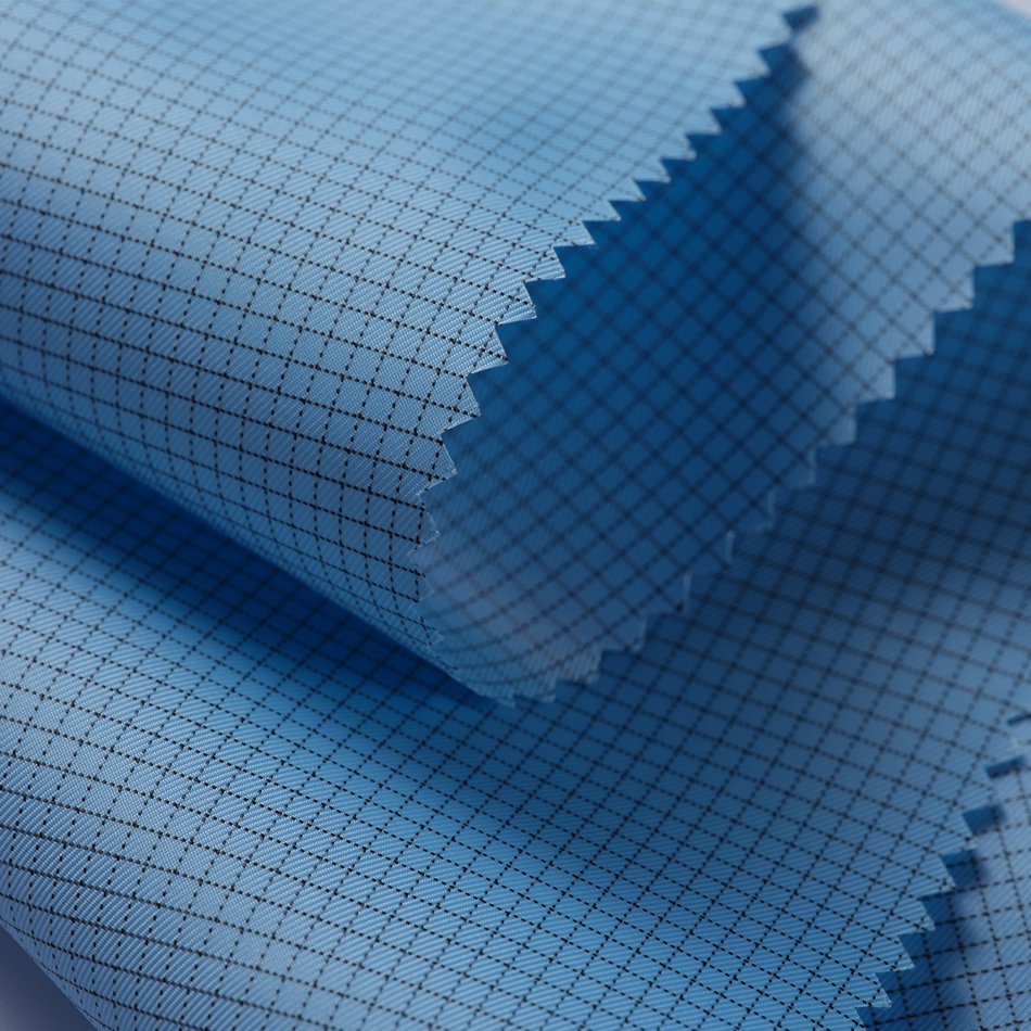 Nekron Anti-static Japanese Belltron Fiber Polyester Ultra-clean Ocean Blue Plaid Antistatic ESD Fabric