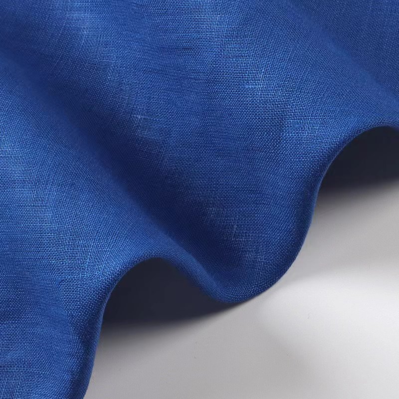 Factory supply ready stock solid color woven eco-friendly 140GSM 100% linen fabric for clothing