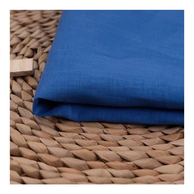 Factory supply ready stock solid color woven eco-friendly 140GSM 100% linen fabric for clothing