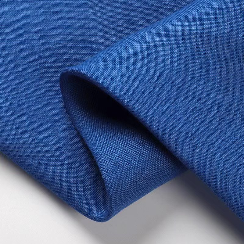 Factory supply ready stock solid color woven eco-friendly 140GSM 100% linen fabric for clothing