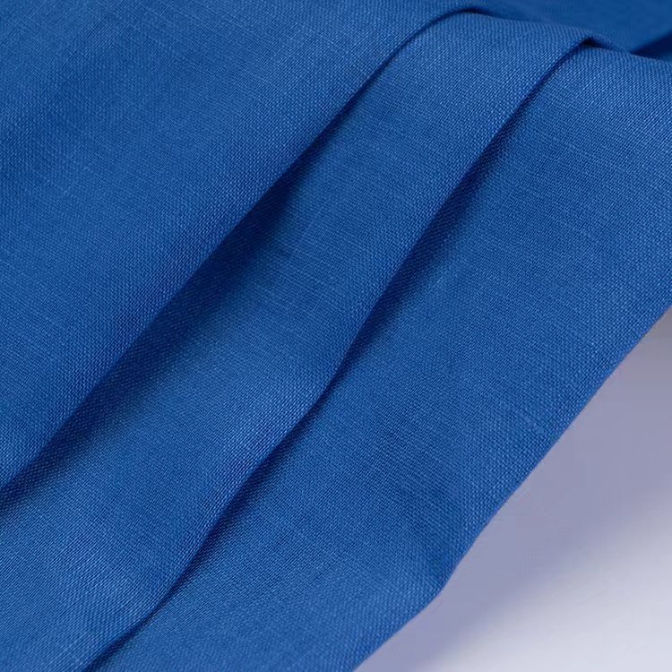 Factory supply ready stock solid color woven eco-friendly 140GSM 100% linen fabric for clothing