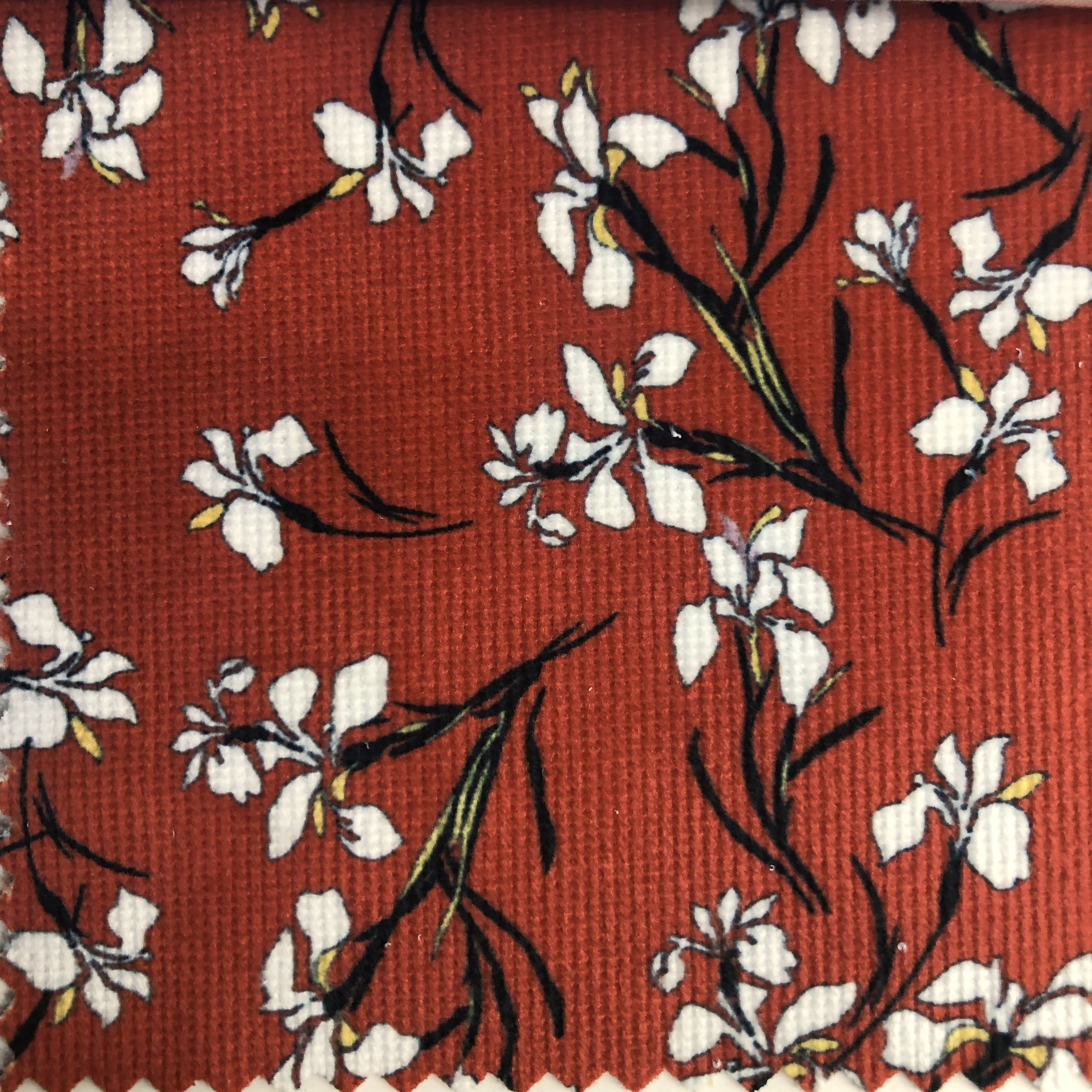 Fashion Flower Printed Corduroy Fabric 200GSM Polyester Fabric Printing Small Floral For Shircs