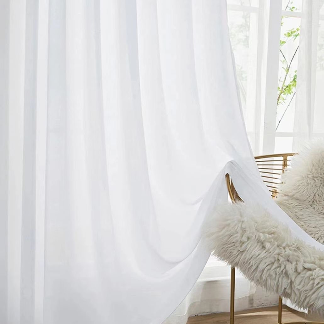 Factory Supply Voile Curtain Sheer Fabric Solid Tulle Sheer Fabric For Curtain Living Room