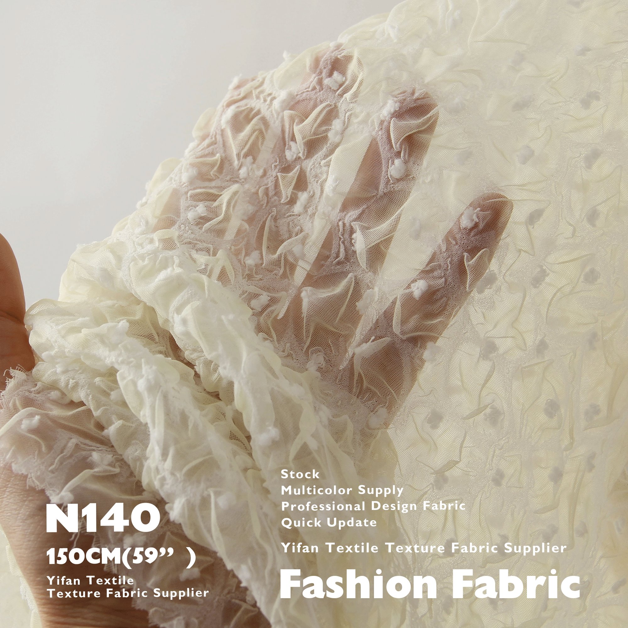 Eco-Friendly Wholesale Jacquard Chiffon Fabric 3D Dot Embossed Texture 100% Polyester Fabric For Desss Blouse Scarf