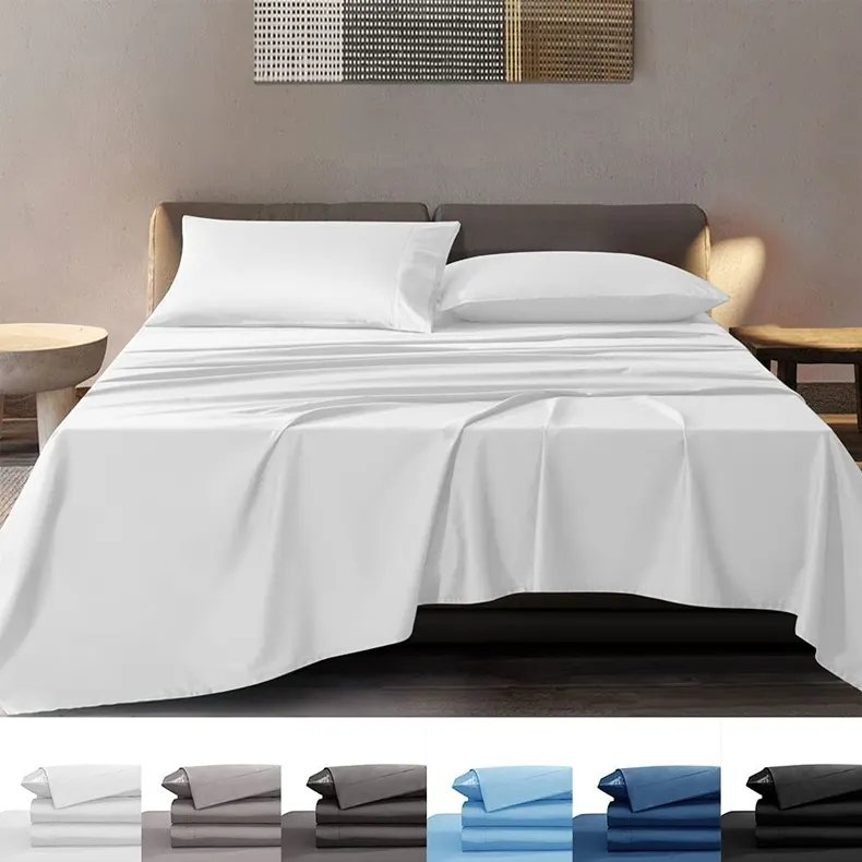 Hot Selling Anti-Static king queen size 100% Organic Bamboo bed Sheets White Bedding Set bed linen
