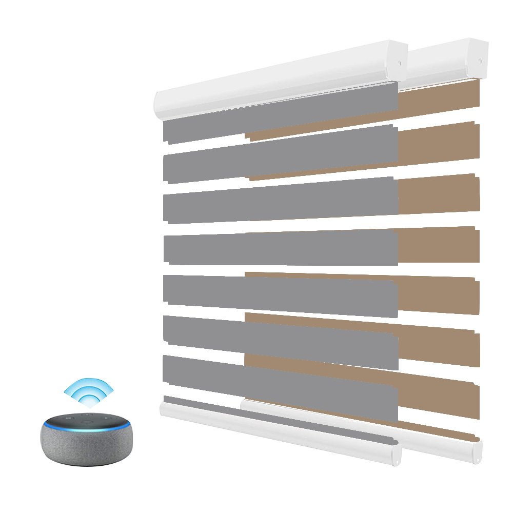 Eco-friendly double layer smart blinds motorized horizontal window blackout zebra roller blind curtain