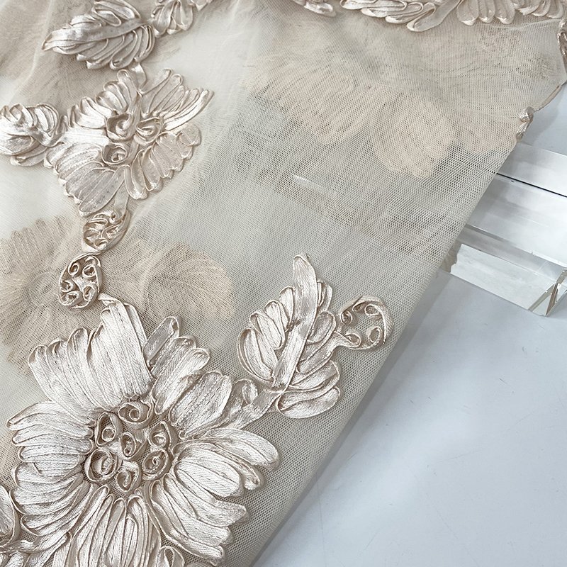 Harvest 100% polyester knitted mesh ribbon tape flowers embroidery for party dresses