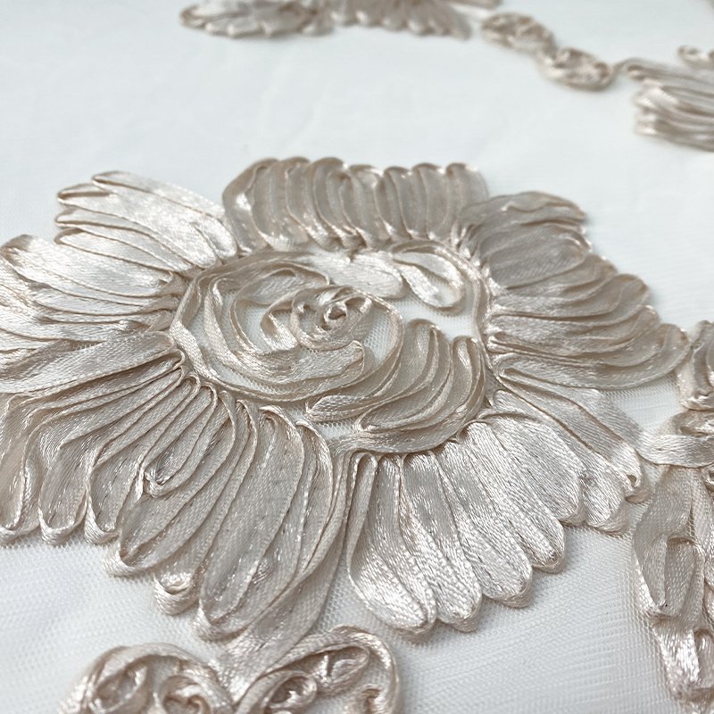 Harvest 100% polyester knitted mesh ribbon tape flowers embroidery for party dresses