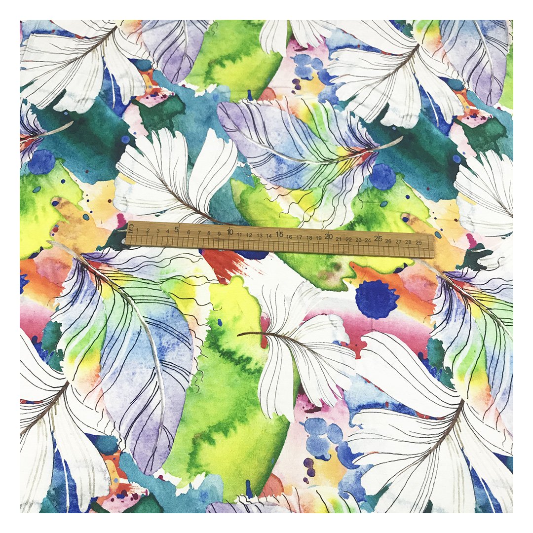 The factory outlet vibrant leaf design custom digital printed original bamboo fiber fabric for garment