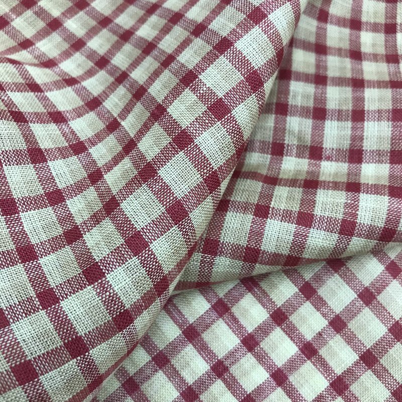 High quality soft fashion cheap sheer eco-friendly organic 100% linen fabric for plaid scarf women