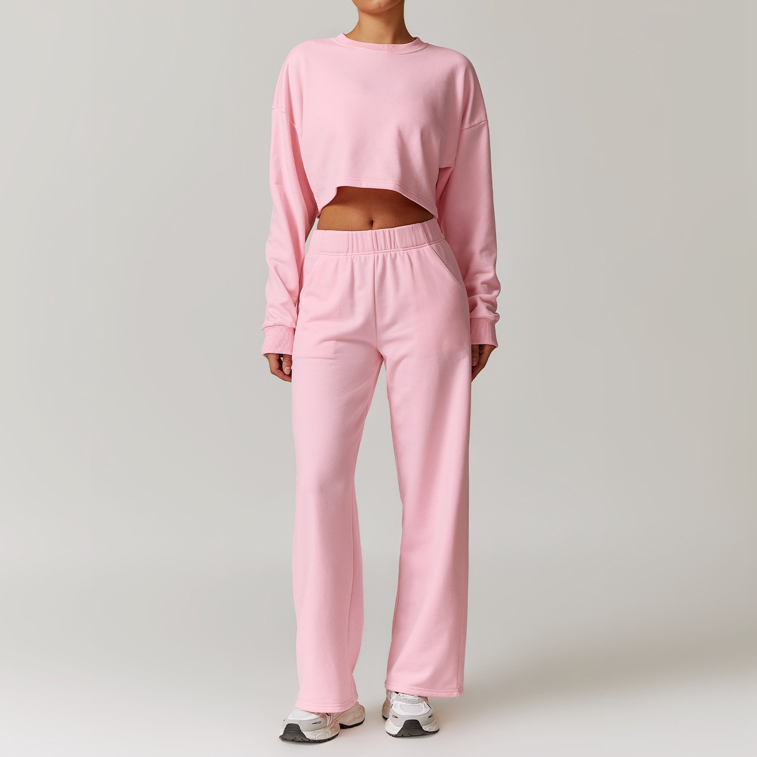 New Women's yoga gym hoodie set cross sweater top long sleeved jogging pants set sports set customization yoga sweater 3pcs suit