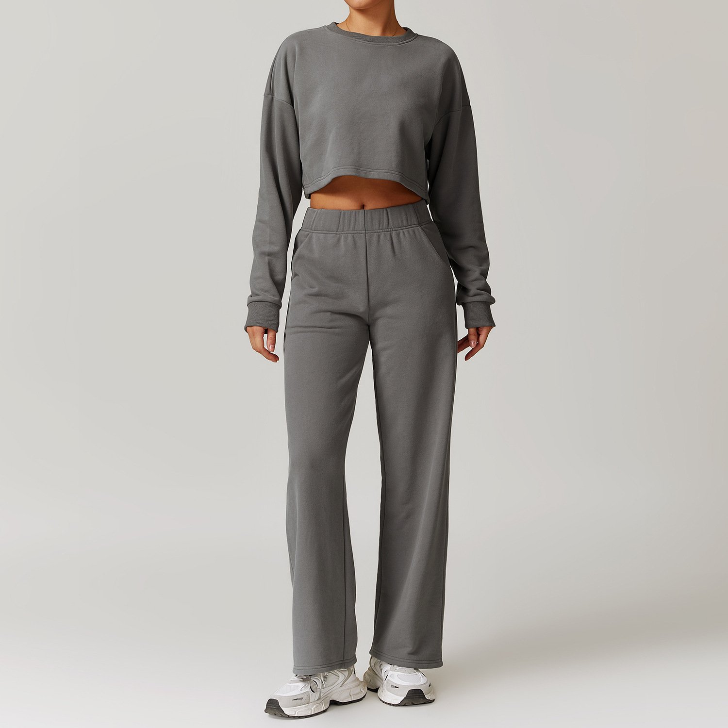 New Women's yoga gym hoodie set cross sweater top long sleeved jogging pants set sports set customization yoga sweater 3pcs suit