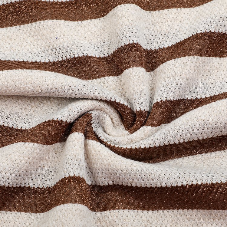 classic strip design linen yarn dye fabric with lurex 130gsm strech knitted jacquard fabric for dress