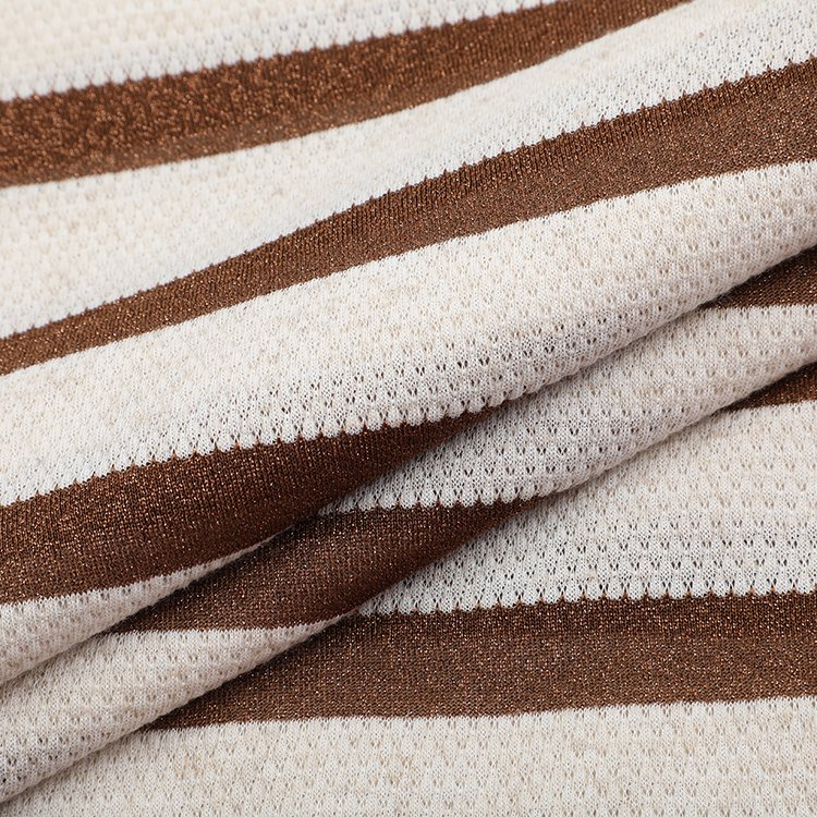 classic strip design linen yarn dye fabric with lurex 130gsm strech knitted jacquard fabric for dress