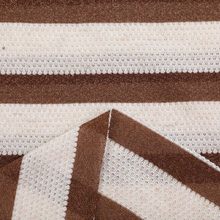 classic strip design linen yarn dye fabric with lurex 130gsm strech knitted jacquard fabric for dress