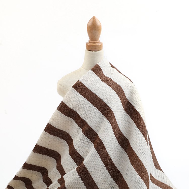 classic strip design linen yarn dye fabric with lurex 130gsm strech knitted jacquard fabric for dress