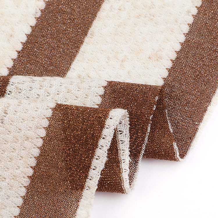 classic strip design linen yarn dye fabric with lurex 130gsm strech knitted jacquard fabric for dress