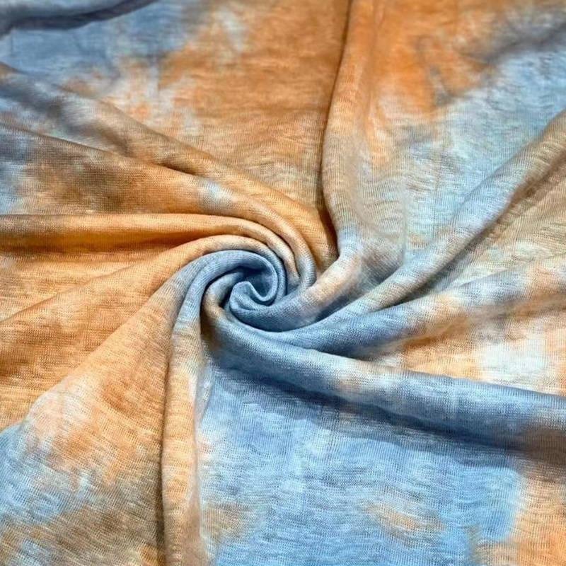 Luxury lurex custom multi color tie dye fashion women knitted clothing dressmaking sew quilted upholstery linen fabric