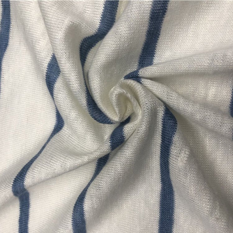 100% linen fabric dyed single jersey knitted fabric for t-shirt